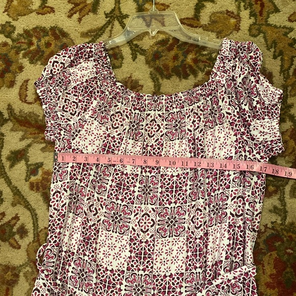 LOFT Tiled On & Off The Shoulder Maxi Dress, Magenta, Purple & White Size Medium - Picture 7 of 8